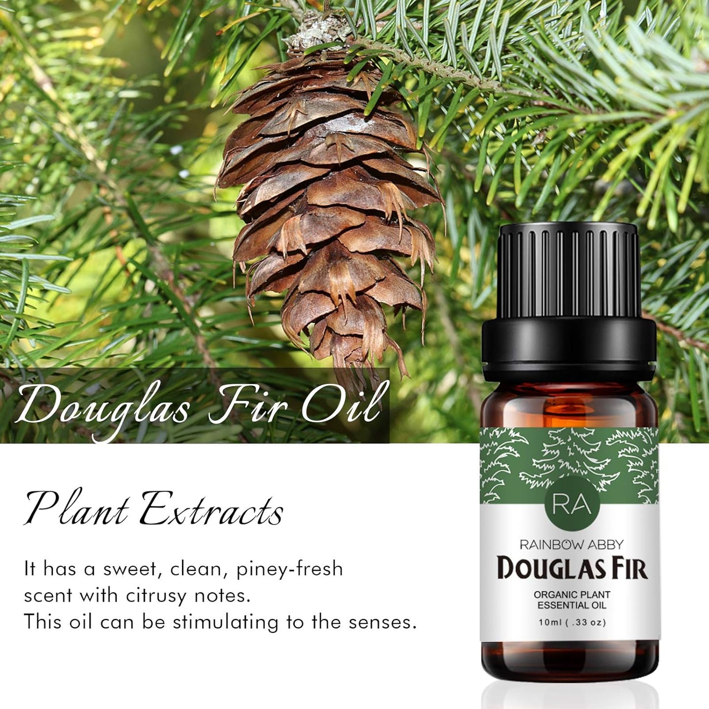 2-Pack Douglas Fir Essential Oil 100% Pure Oganic Plant Natrual Douglas Fir Oil for Diffuser Message Hair - 2X10ML