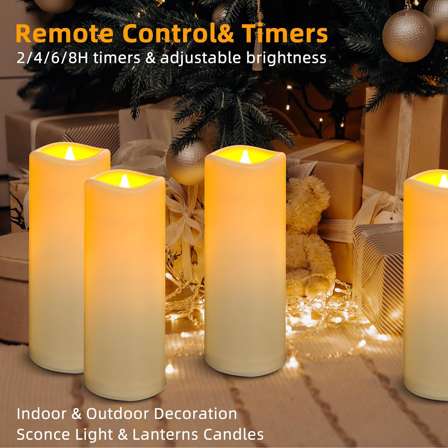 LED Flameless Candles Pack of 1, Outdoor Waterproof Candle with Remote Control& Timer, Indoor Battery Operated Flickering Pillar Fake Candles Long Lasting for Patio, Larterns, Wedding, Porch