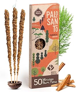 Sagrada Madre 4pcs Wildly Harvested Palo Santo Incense Sticks (Frankincense), 6.7” Long - Non-Toxic, Aromatic Incense Sticks (50 min Approx. Burning Time) to Heal & Calm Your Body and Environment