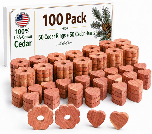 100 Pack Cedar Blocks for Clothes Storage