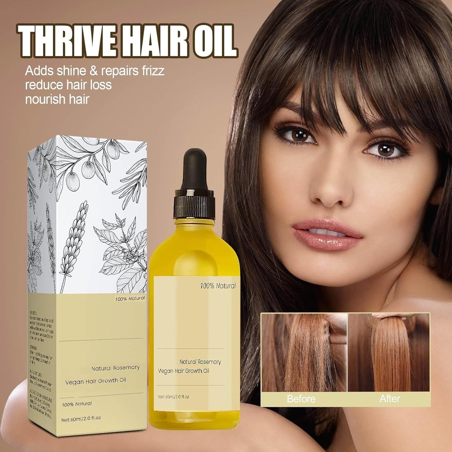 180 ML Natural Hair Growth Oil, Carvenchi Organic Rosemary Oil for Dry Damaged and Growth Thin Hair.