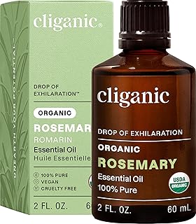 Cliganic Organic Rosemary Essential Oil, 2oz - 100% Pure Natural Undiluted, for Aromatherapy | Non-GMO Verified