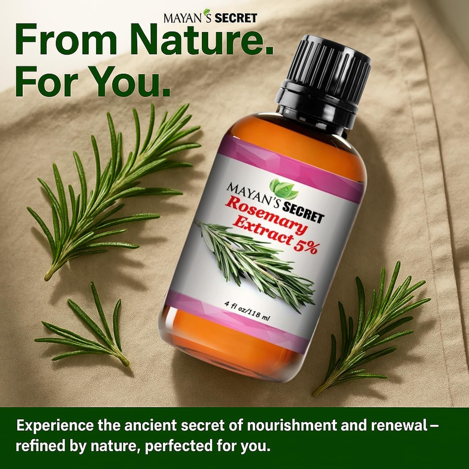 Pure Carrier and Essential Oils for Skin Care, Hair, Body Moisturizer for Face-Anti Aging Skin Care (Rosemary Oil Extract Oil 5%, 4oz)