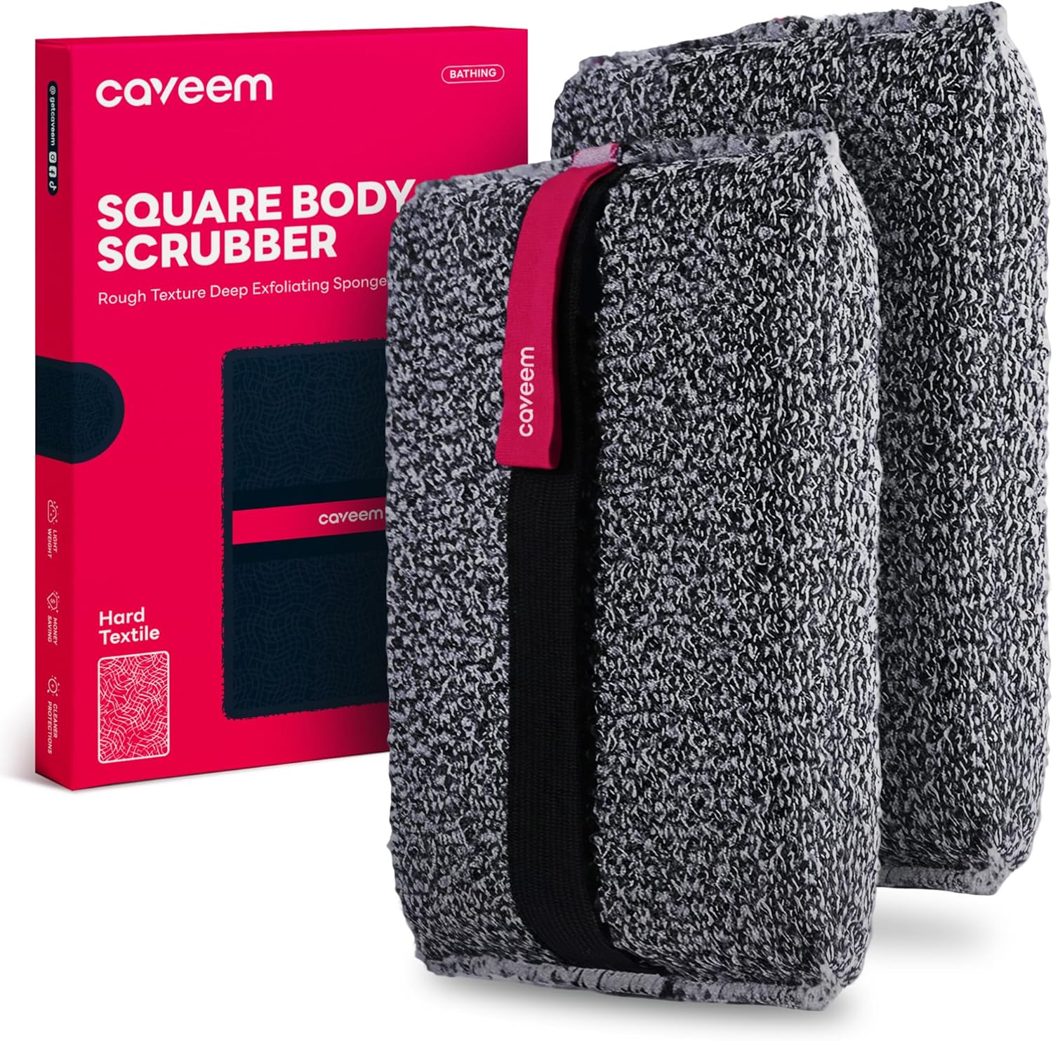 Caveem Exfoliating Body Scrubber, Rough Exfoliation Body Exfoliator Sponge for Remove Dead Skin, Body Exfoliating Sponges, Bath and Body Exfoliate Buffer, Mens and Womens Sponge for Shower (2 Pack)