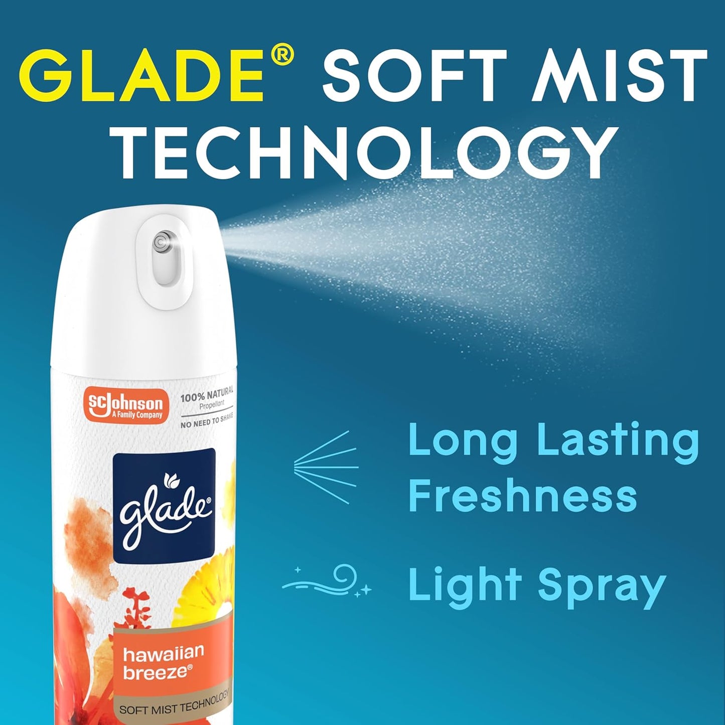 Glade Air Freshener Room Spray, Hawaiian Breeze Scent, Odor Fighting to Deliver Long Lasting Freshness, 7.3 Oz, 6 Count