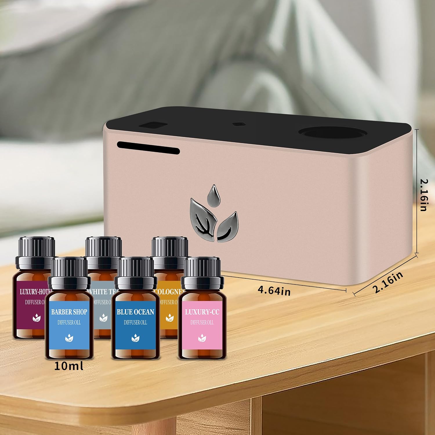 Waterless Diffuser, Essential Oil Diffuser with 6pcs Mixed Scent Fragrance Oils, Rechargeable Air Aromatherapy Diffuser with 3 Spray Modes for Home Office Hotel