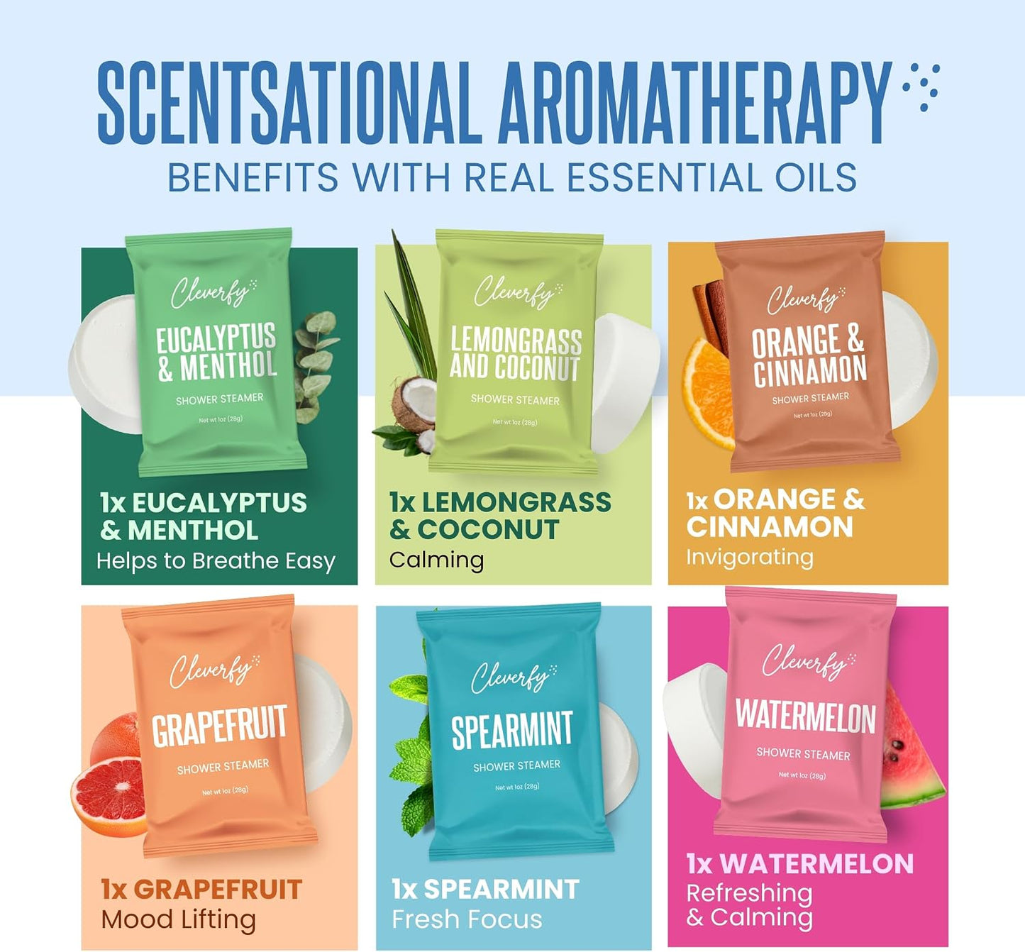 Cleverfy Shower Steamers Aromatherapy - Birthday Gifts for Women, Mom, Wife, Grandma, Her, Best Friend, Daughter, Sister, Teens & Girlfriend - 6 Tablets