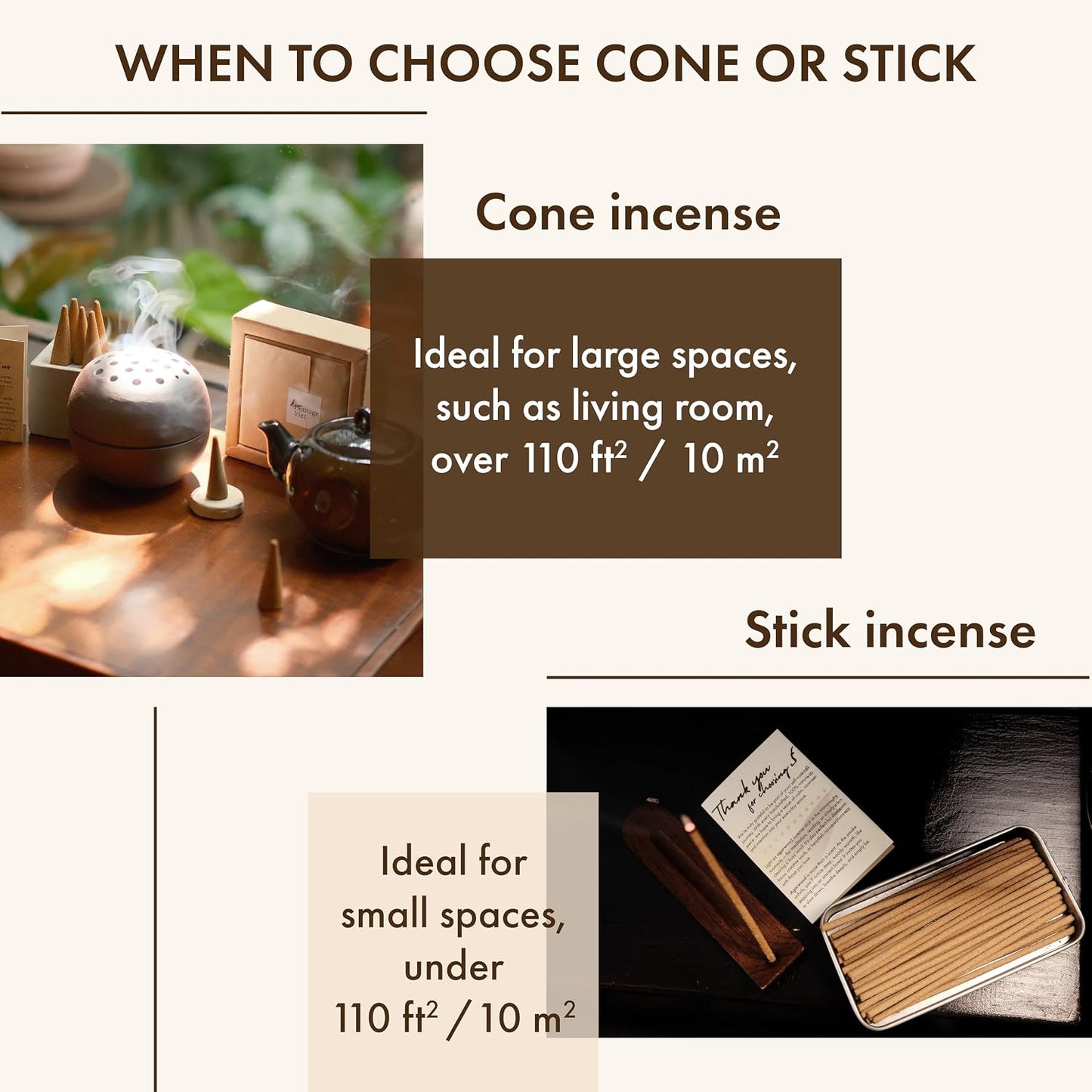 Premium Vietnam Incense - 16 Cones, No Chemical Fragrance, Handcrafted in Vietnam (Agarwood)