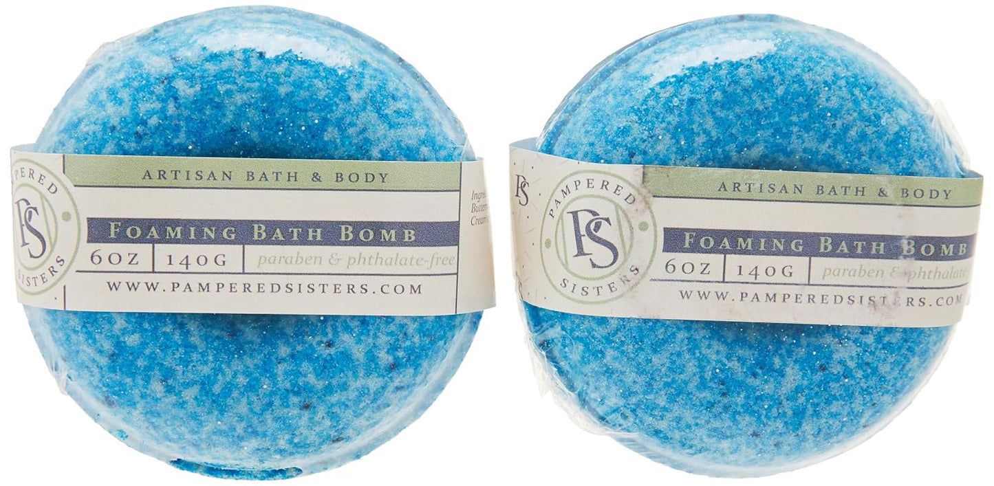 | Two Foaming Bath Bombs with Color Embeds (Lavender Spearmint | Cool Calm)