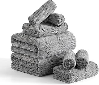 8 Piece Bath Towel Set-2 Oversized Bath Sheets(35"x70"),2 Hand Towels,4 Washcloths-Extra Large Microfiber Towel Sets,Less Lint Highly Absorbent & Quick Dry Bath Towels for Bathroom Gym Pool, Grey