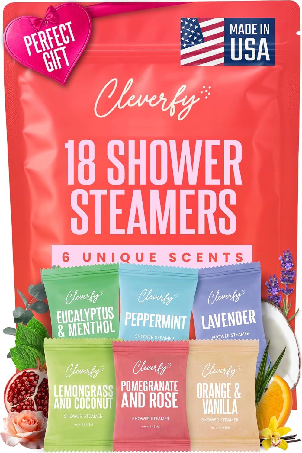 Cleverfy Shower Steamers Aromatherapy for Women and Men – 6 x 18 Pack