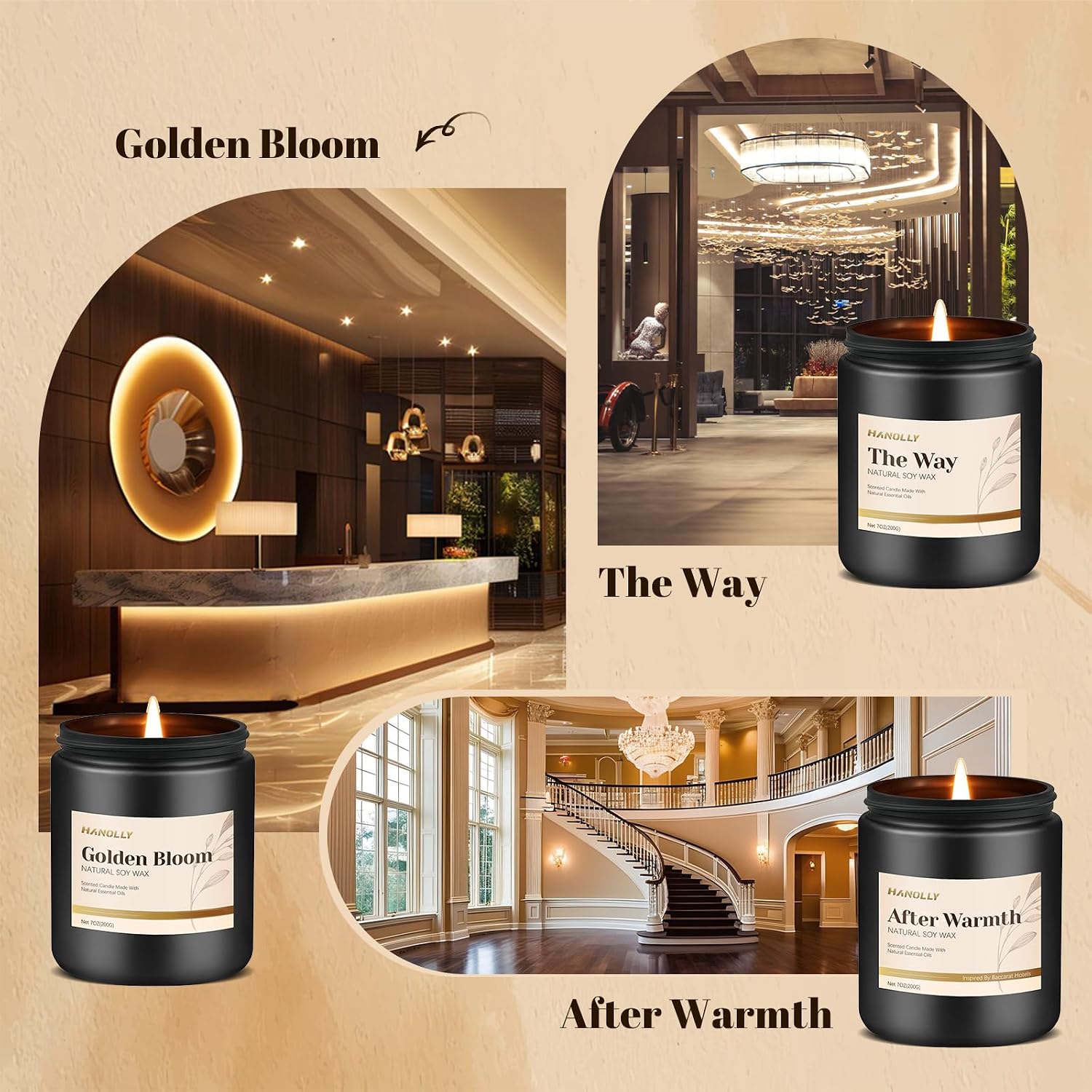 Hotel Scented Candles Set, 6 Pack Candles for Home Scented, Luxury Aromatherapy Jar Candle Gifts for Men & Women, Natural Soy Wax Long Lasting Candle Kit for Fathers Day, Birthday, Anniversary