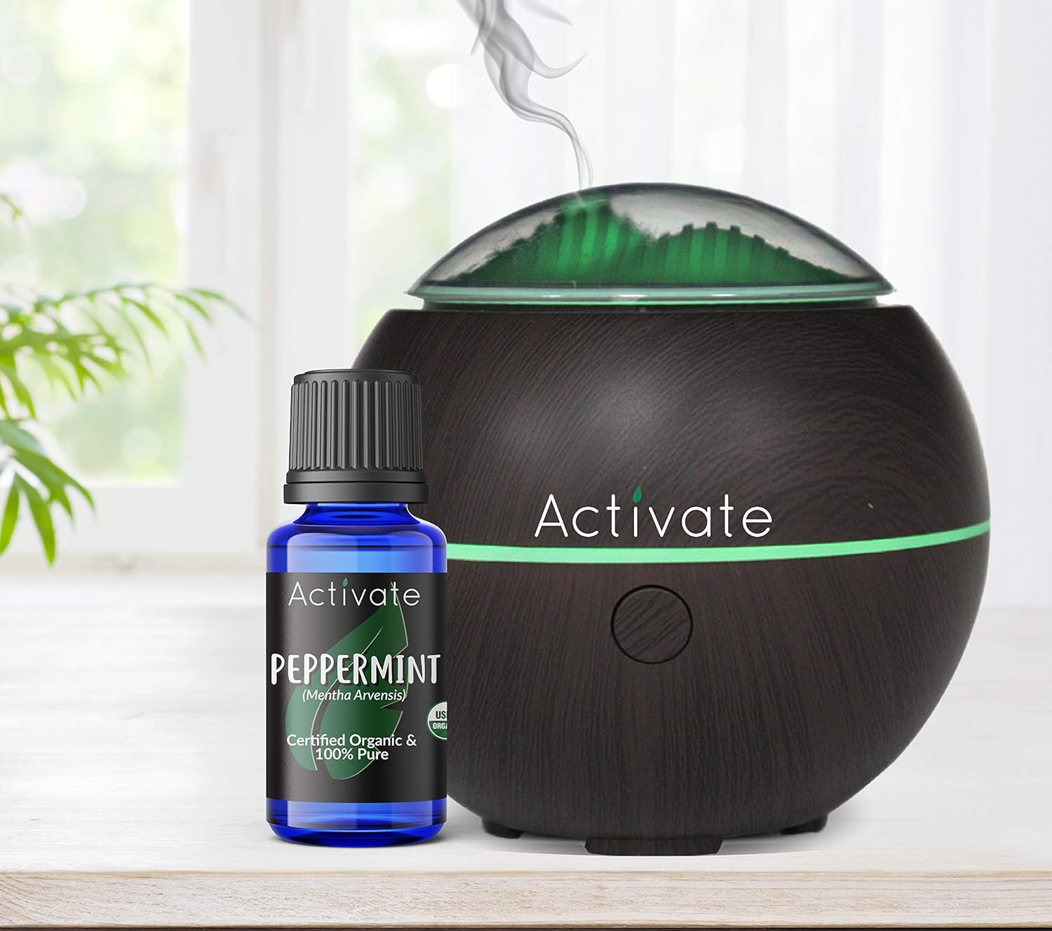 Activate Peppermint Organic Essential Oil 100% Pure, USDA Certified Organic, Premium Grade, Undiluted, Non-GMO, Therapeutic Natural Oils, Aromatherapy & Diffuser Use Gift 10ml