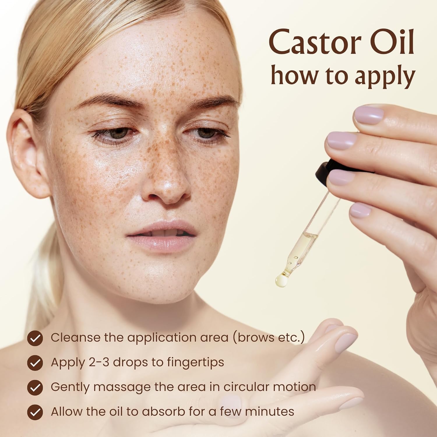 BodyJ4You Organic Castor Oil - 100% Pure Natural Cold Pressed USDA Certified Organic - Hexane Free Unrefined Non GMO - Lashes & Eyebrow Kit Mascara Tube Brush Wand Hydrating Oil - Glass Bottle 4oz