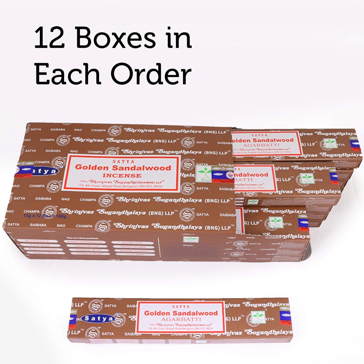 Satya Nag Champa Incense Sticks, 12 Count (Golden Sandalwood)