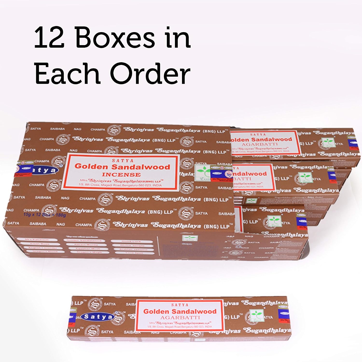 Satya Nag Champa Incense Sticks, 12 Count (Golden Sandalwood)