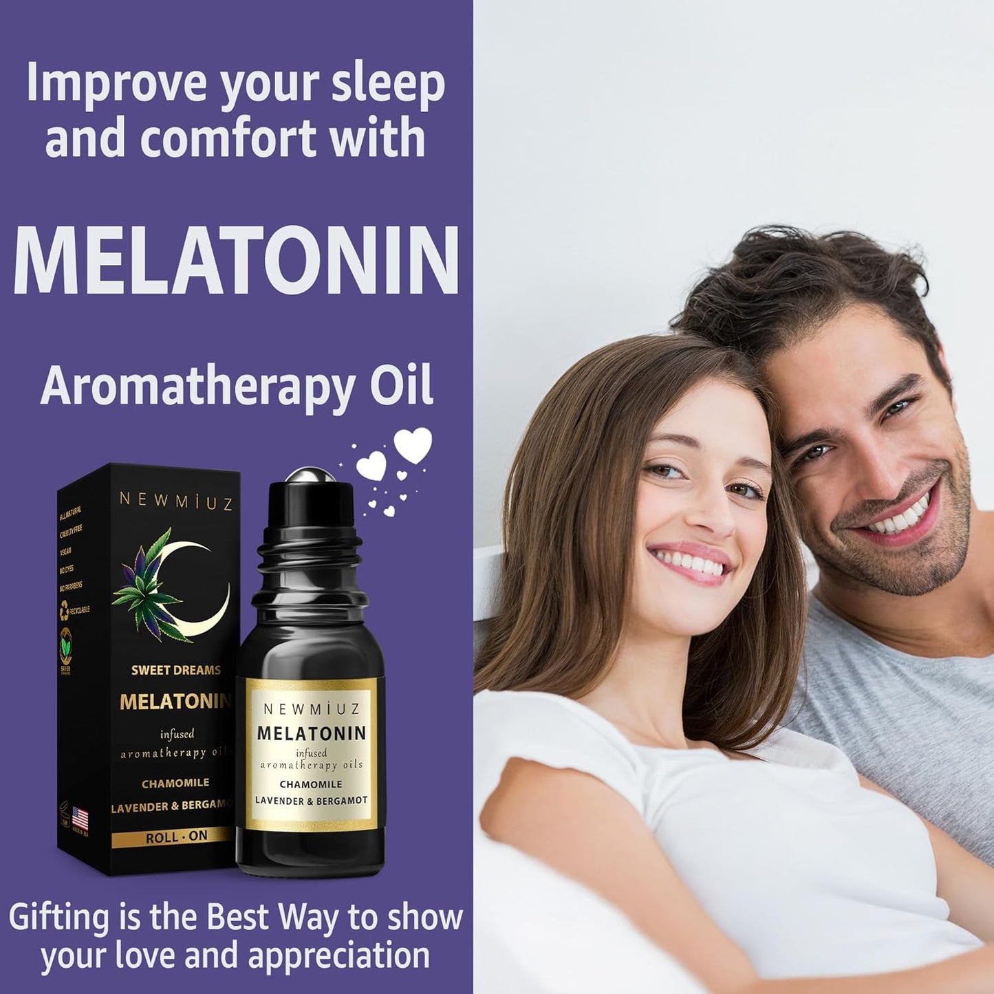 Destress Roller Holy Basil Lavender and Bergamot & Deep Sleep Melatonin Lavender Bergamot Frankincense Pack of 2