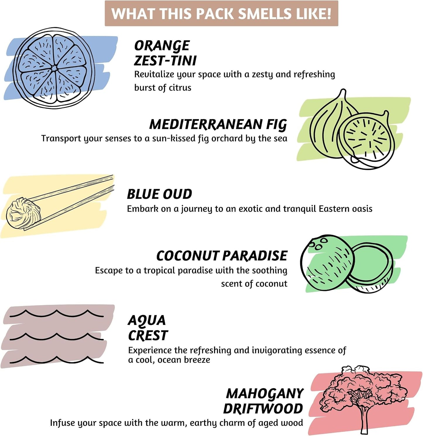 Folkulture Incense Sticks (120 Sticks) | Set of 6 Premium Beach Vibes Summer Incense Stick for Mediation, Relaxation| No Charcoal, Non Toxic, 45 Mins Burning Oud, Orange, Coconut Insence-Sticks