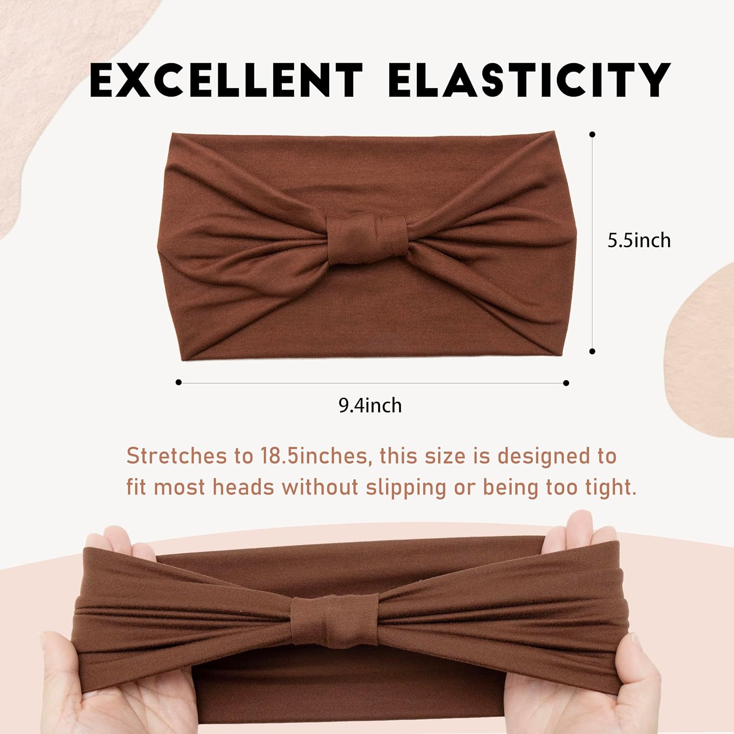 Wide Headbands for Women - 6 Pack Thick Stretchy Elastic Cloth Head Bands for Women's Hair, Non Slip Sweat Bands Soft Workout Headbands for Running, Makeup Headband for Washing Face, Spa & Skincare