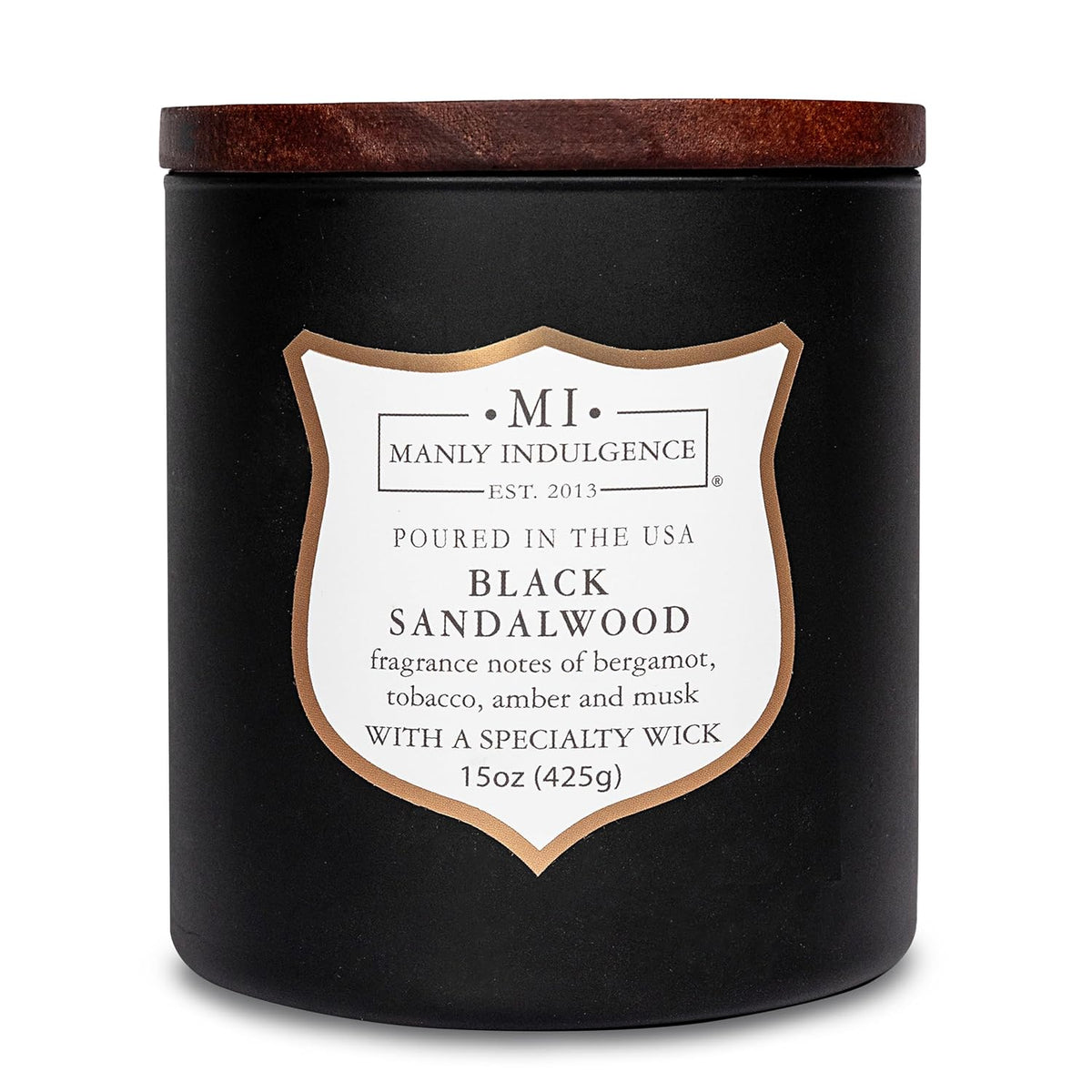 Manly Indulgence Black Sandalwood Scented Candle for Men 15 oz