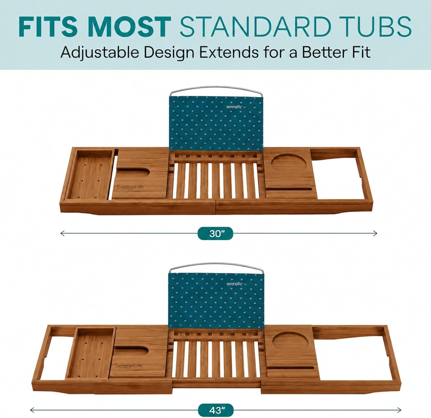 SereneLife Premium Bathtub Tray Caddy, Expandable Bath Tray, Unique House Warming Gifts, Gift for Mom, Women, New Home, Wedding, Anniversary, Bridal Shower, Universal Fit for All Tub - Brown, Gift Set