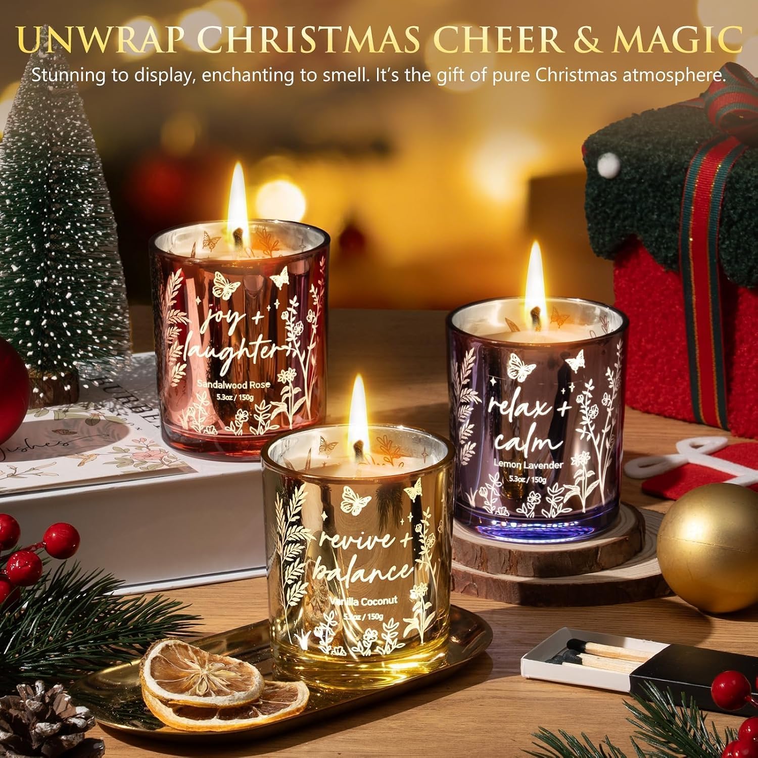 Scented Candles for Women, 3 Pack Candle Set Soy Candles for Home Scented Holiday Votive Candle Gifts Set, Mothers Day Birthday Gifts for Women Mom Her - Vanilla Coconut/Sandalwood Rose/Lemon Lavender