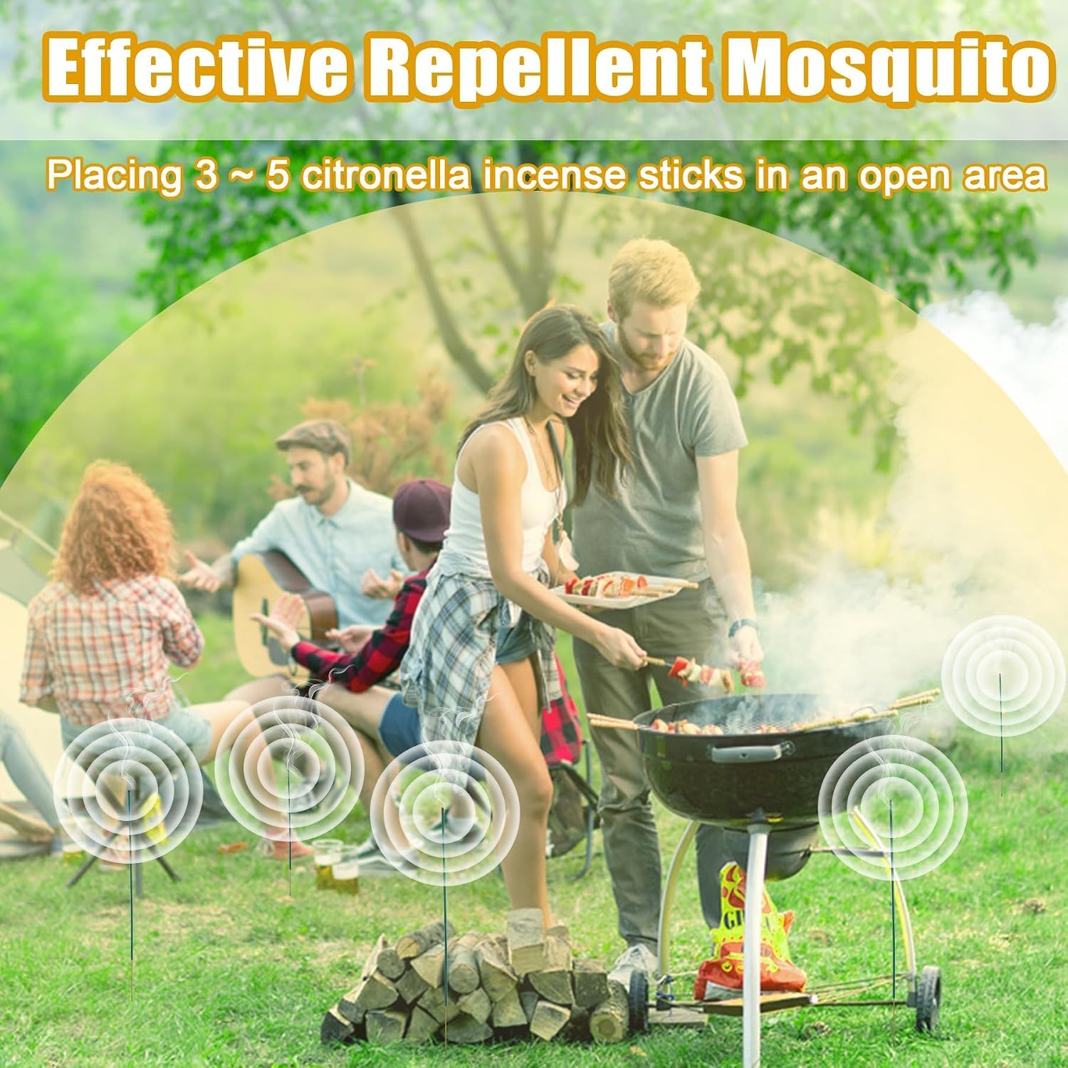 120 Pcs Citronella Oil Mosquito Incense Sticks, Natural Mosquito Repellent Outdoor Patio Plant-Based Bug Repellent for Patio Camping Essentials Fishing Backyard Travel Mosquito Control