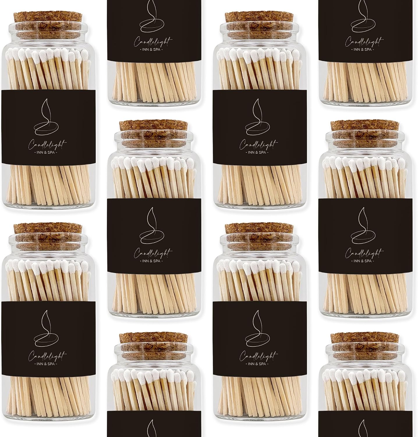 Promotional Wooden Matches in a Jar with Striker, Promotional Product/Bulk with Your Logo/Customized, Long Matches for Candles in Apothecary Glass Jar, Approx. 80 Safety Matches