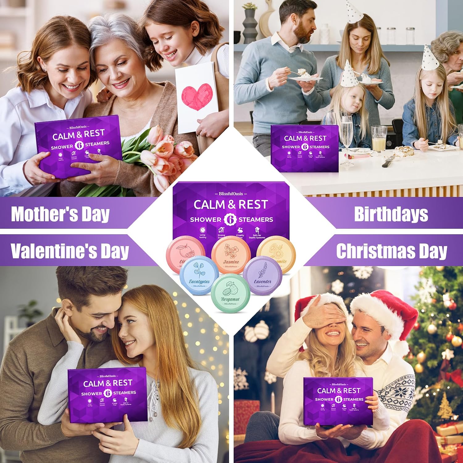 Shower Steamers, 12 Packs Shower Bombs with Natural Fragrance, Relaxation & Self-Care Presents for Women and Men, Shower Bath Bombs with Birthday Presents for Loved Ones