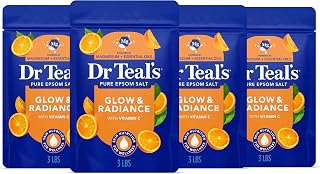 Dr Teal's Epsom Salt Magnesium Soak, Glow & Radiance with Vitamin C & Citrus Essential Oils, 3 lbs (Pack of 4)
