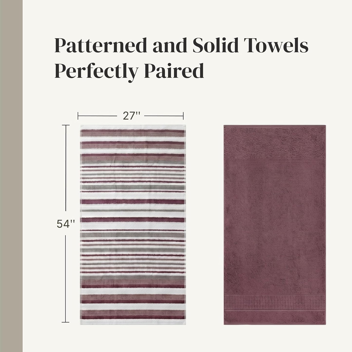 Modern Threads Pax 6-Piece Reversible Yarn Dyed Jacquard Towel Set - Bath Towels, Hand Towels, & Washcloths - Super Absorbent & Quick Dry - 100% Combed Cotton, Rosewood