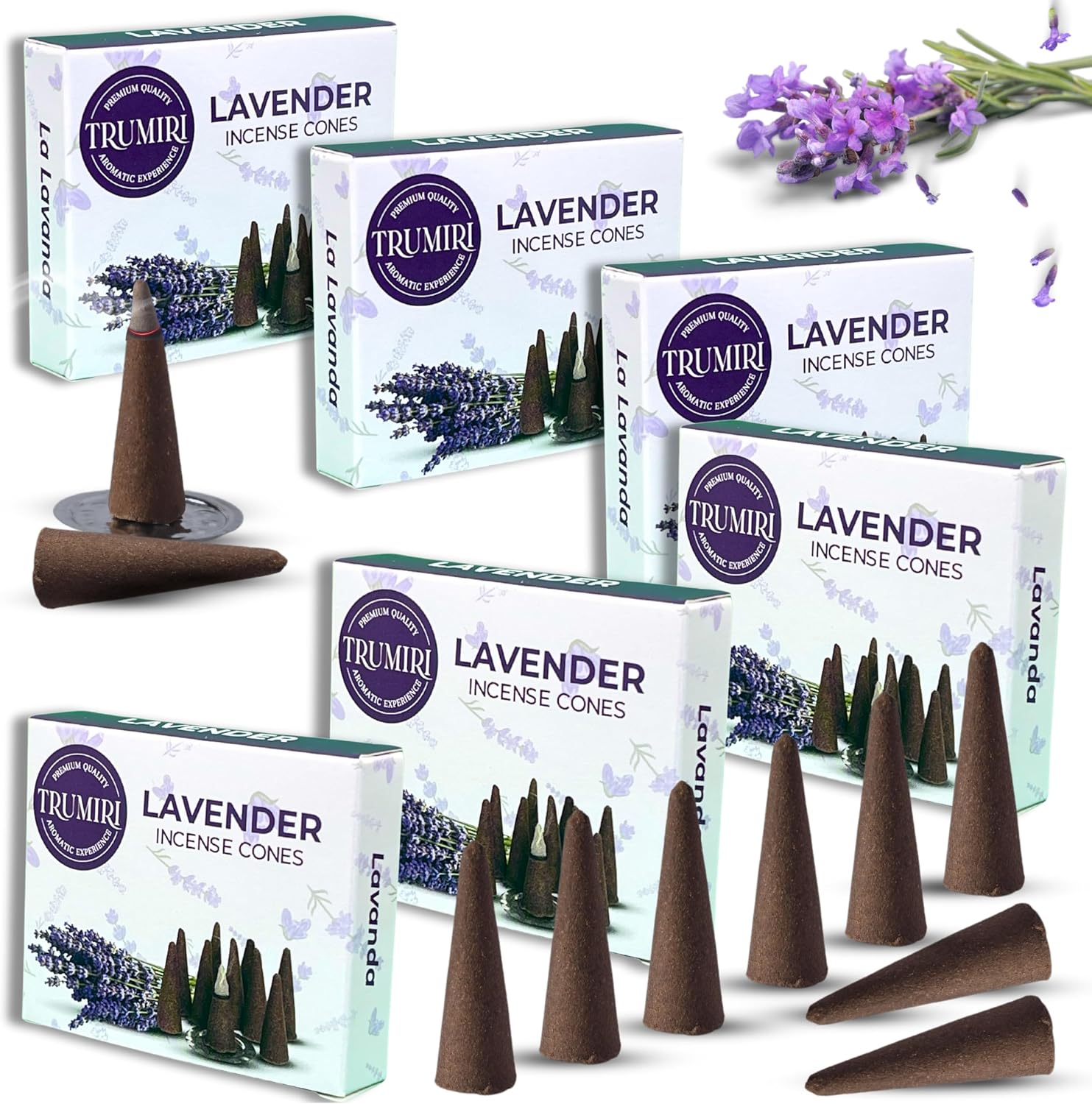 Lavender Incense Cones - Total 60 Cone Incense - Six Packs of 10 Insence Cones - Incense Cones Scented - Cone Incense Scents - Insense - Inscent