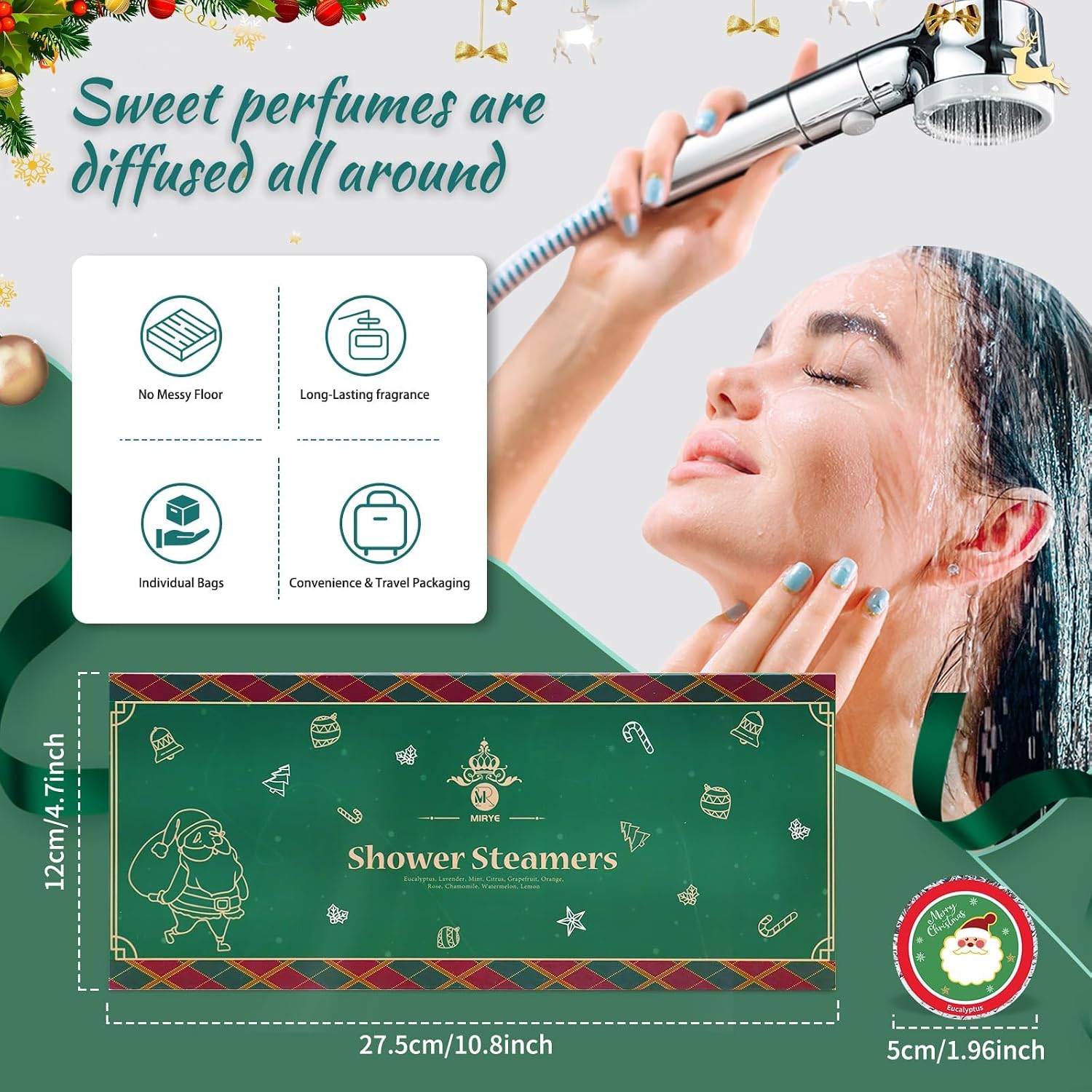 10 Pcs Shower Steamers Aromatherapy, Christmas SPA Gifts Birthday Gifts White Elephant Shower Bombs with Essential Oils Relaxation Home SPA, Self Care Christmas Stocking Stuffers for Women Men