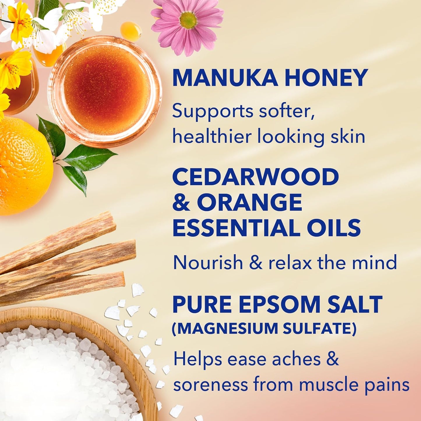 Dr Teal's Epsom Salt Magnesium Soak, Limited Edition Honey Blossom, 3 lbs (Pack of 4)
