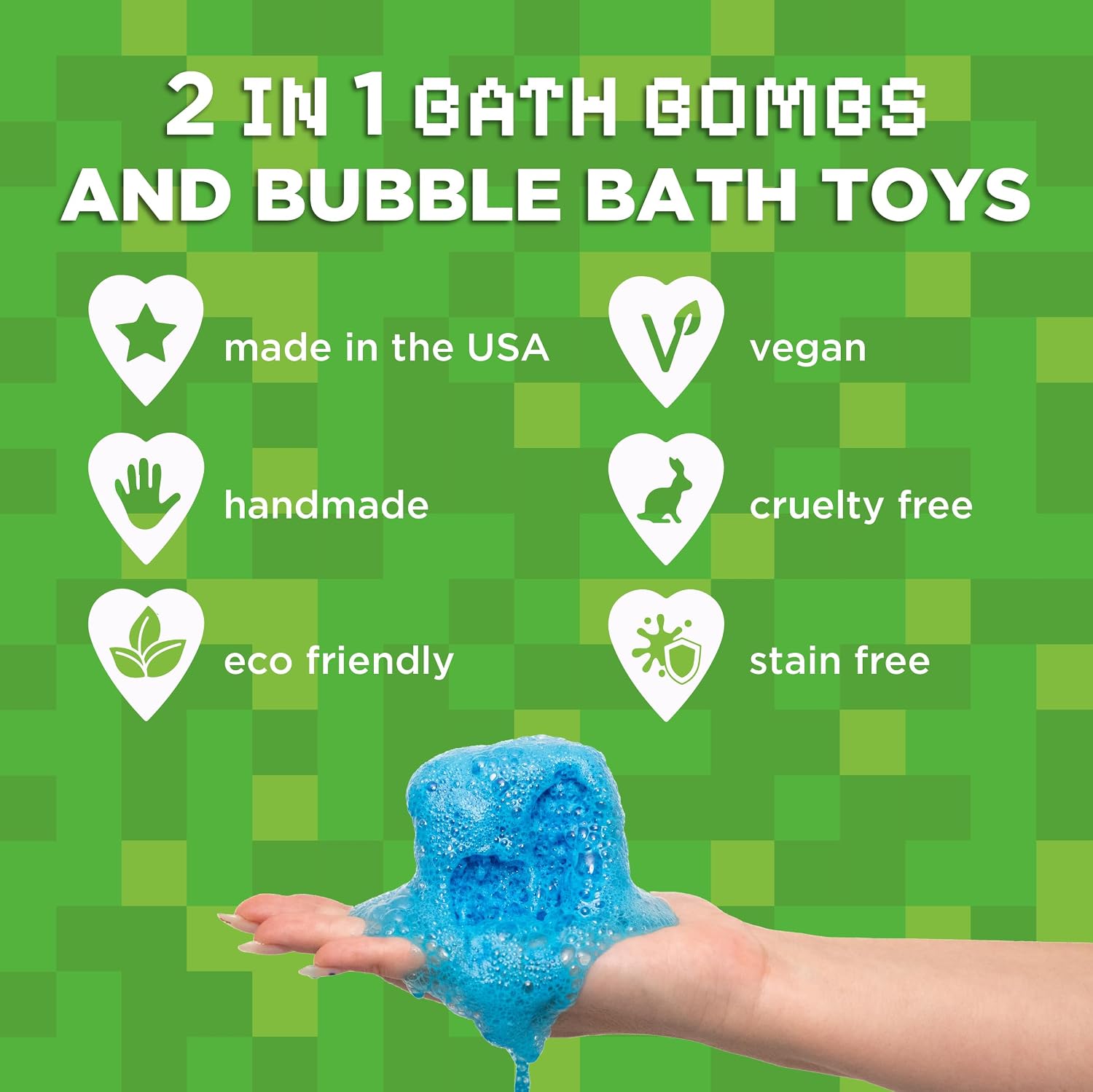 TNT Creeper Bath Bombs for Kids with Surprise Toys Inside (6 Pack) – Large Fizzy Bubble Mine Bomb - Easter Basket Stuffers for Boys, Fruity Scent, Skin-Safe, USA Made by Two Sisters