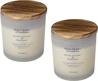 BetterHomes&Gardens 12oz Scented Candle, Salted Coconut & Mahogany 2-Pack, Cream, 35524