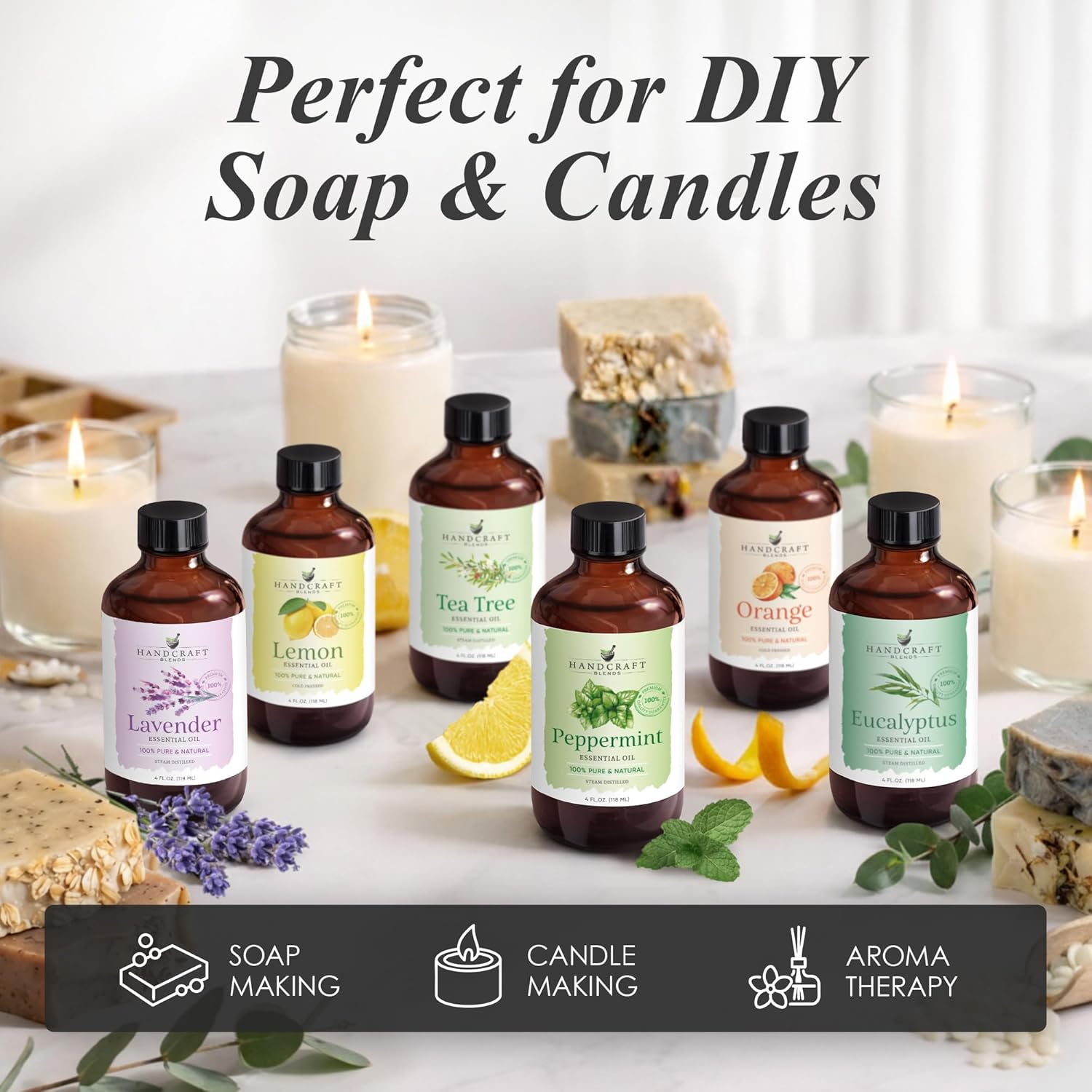 Handcraft Blends Eucalyptus Essential Oil – Huge 4 Fl Oz – 100% Pure and Natural – Premium Grade Essential Oil for Diffuser and Aromatherapy, Skin, Massage, Candle and Soap Making Fragrance
