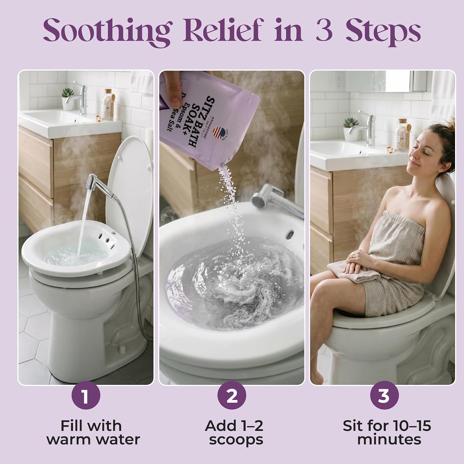 Aromasong Sitz Bath Postpartum Soak - Made in the USA with Dead Sea Salt & Epsom Salts - Soothing and Calming Ingredients Including Lavender, Chamomile Flower, and Eucalyptus Oil