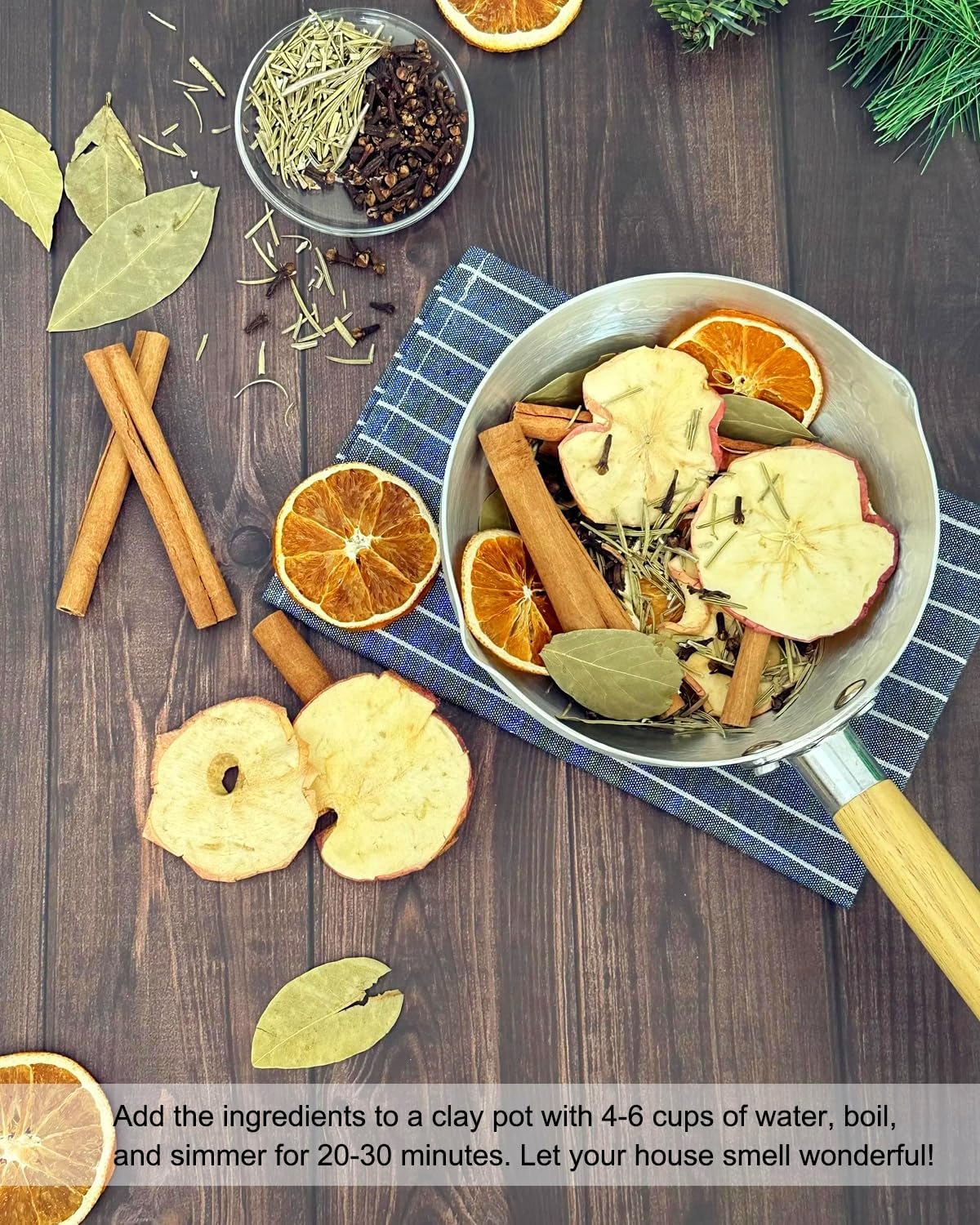 Christmas Simmering Potpourri- Apple, Orange, Clove, Cinnamon, Rosemary & Bay Leaf, Fall Scents Fragrance Stovetop Potpourri, Perfect Christmas Blend House Warming Hostess Gift (Abundance)