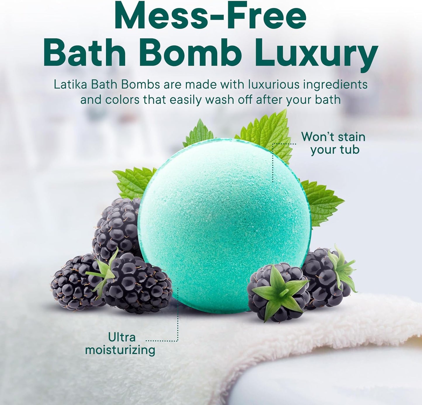 Latika Classic Bath Bomb Mermaid - Black Raspberries Mixed, Dark Plum, and Warm Vanilla for Skin Nourishment