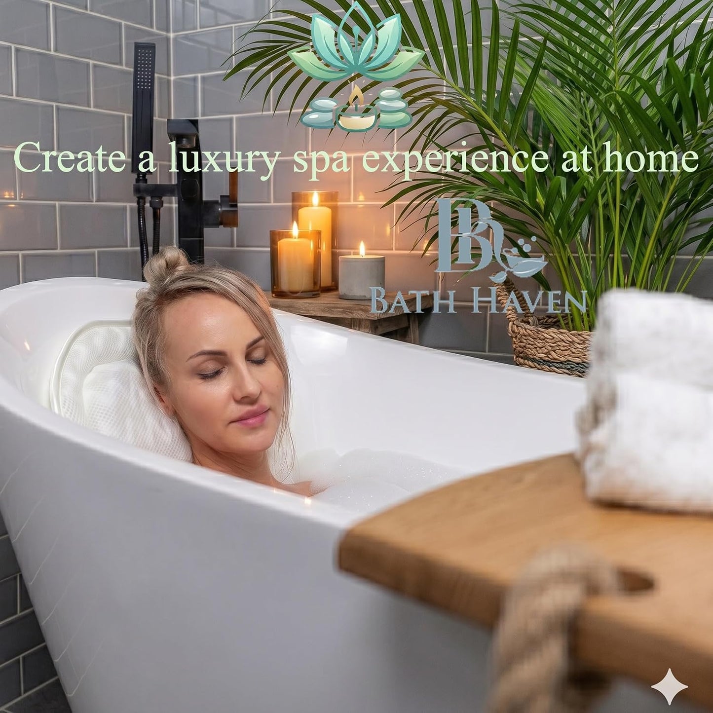 Bath Pillow Bathtub Pillow Back Neck Support Pillow, Spa Cushion for Tub, Relaxing Headrest Bath Pillow, Portable Washable Bathtub Accessories with 3D Air Mesh Thick Soft Bath Pillow (Deluxe)