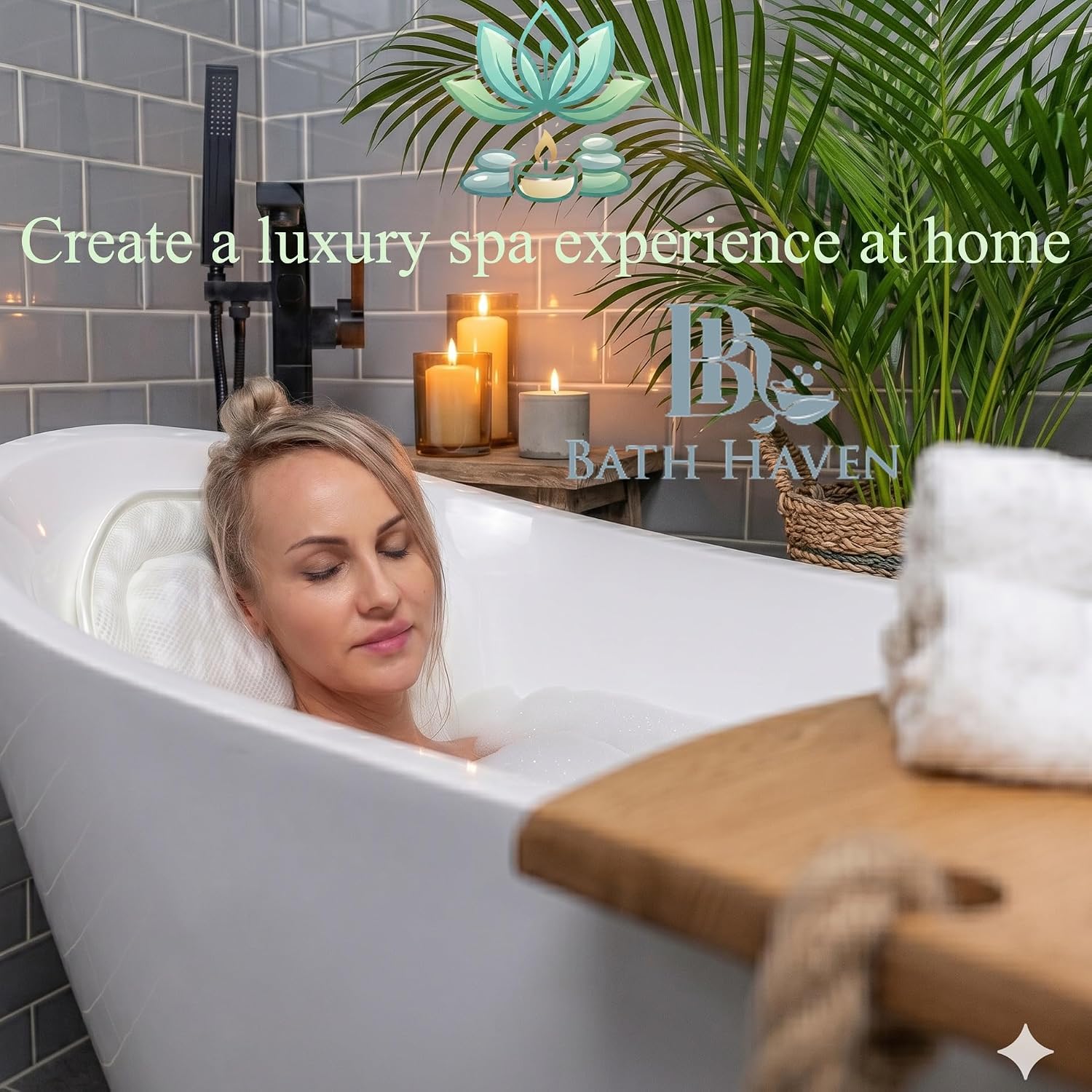 Bath Pillow Bathtub Pillow Back Neck Support Pillow, Spa Cushion for Tub, Relaxing Headrest Bath Pillow, Portable Washable Bathtub Accessories with 3D Air Mesh Thick Soft Bath Pillow (Deluxe)