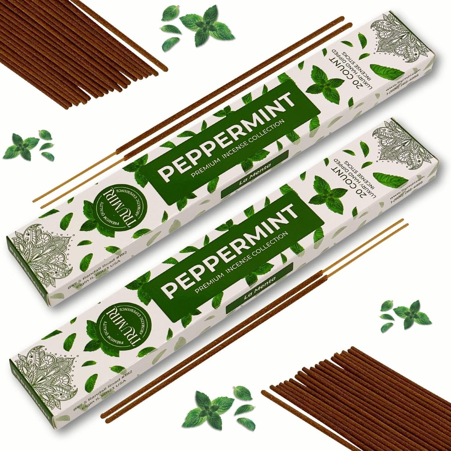 Peppermint Incense Sticks - Total 40 Insence-Sticks - Dual Pack of 20 Insense - Inciensos - Inscents - Natural Non Toxic Ingredients - Incents - Incence - Inscense - Insents