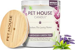 Pet House Lavender Candle Clean Burning, Long Lasting Pet Odor Candle for Home - Lavender Green Tea