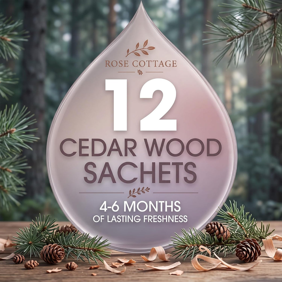 ROSE COTTAGE Large 12 Packs Cedar Wood Hanging Closet Deodorizer Air Freshener Long Lasting Scented Sachets Smell Goods for House