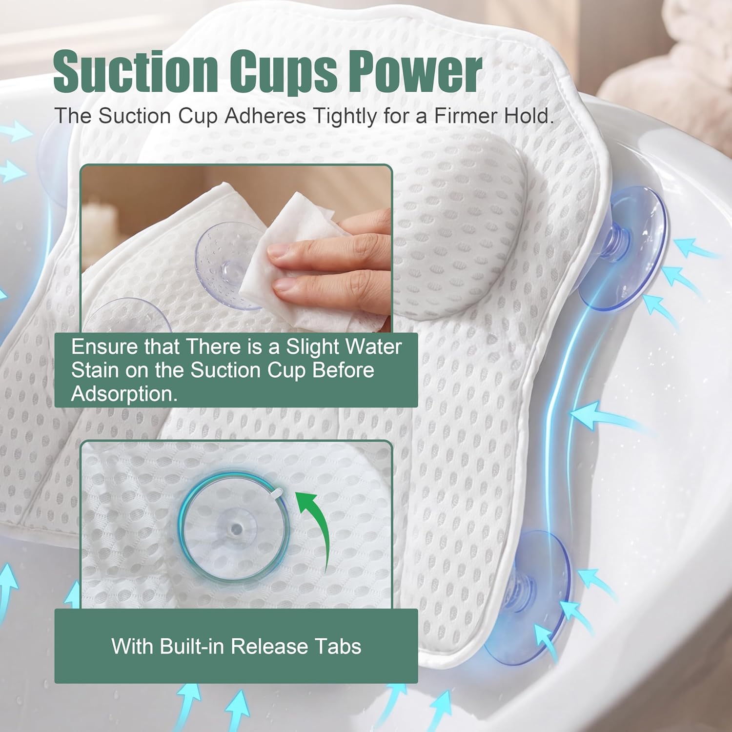 Bath Pillow,Relaxing Body Bath Pillow for Tub - Comfort 4D Mesh Bathtub Cushion Support Neck,Back,Head - Non-Slip Suction Cups,Dries Quickly - Fit Women to Use Luxury Any Bathtub Pillows as Spa Gifts