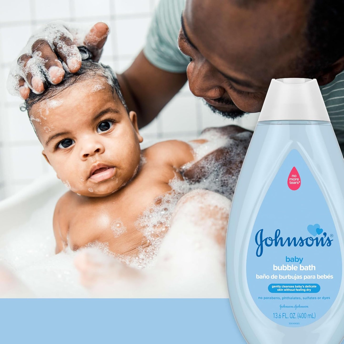 Johnson's Baby Fluffy Bubbles Bubble Bath, No More Tears, Gently Cleanses Delicate Skin Without Feeling Dry, Hypoallergenic, No Added Parabens, Sulfates & Dyes, 13.6 fl. oz (Pack of 2)