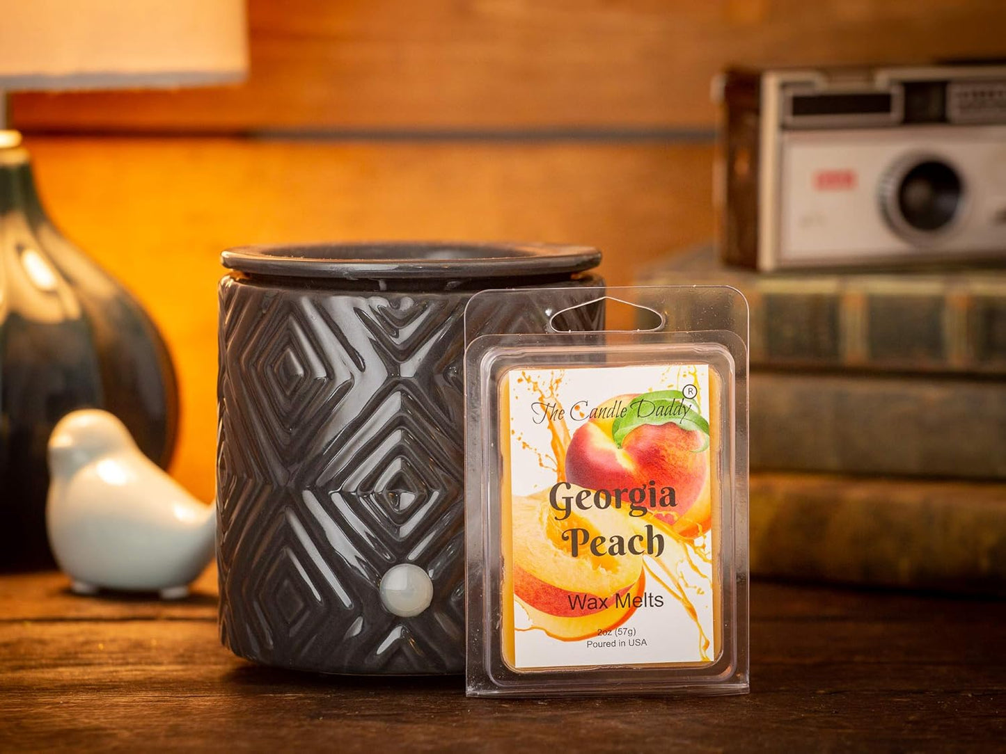 Georgia Peach - Southern Peach Fruit Scented Melt- Maximum Scent Wax Cubes/Melts- 1 Pack -2 Ounces- 6 Cubes, Gift for Women, Men, BFF, Friend, Wife, Mom, Birthday, Sister, Daughter, Anniversary
