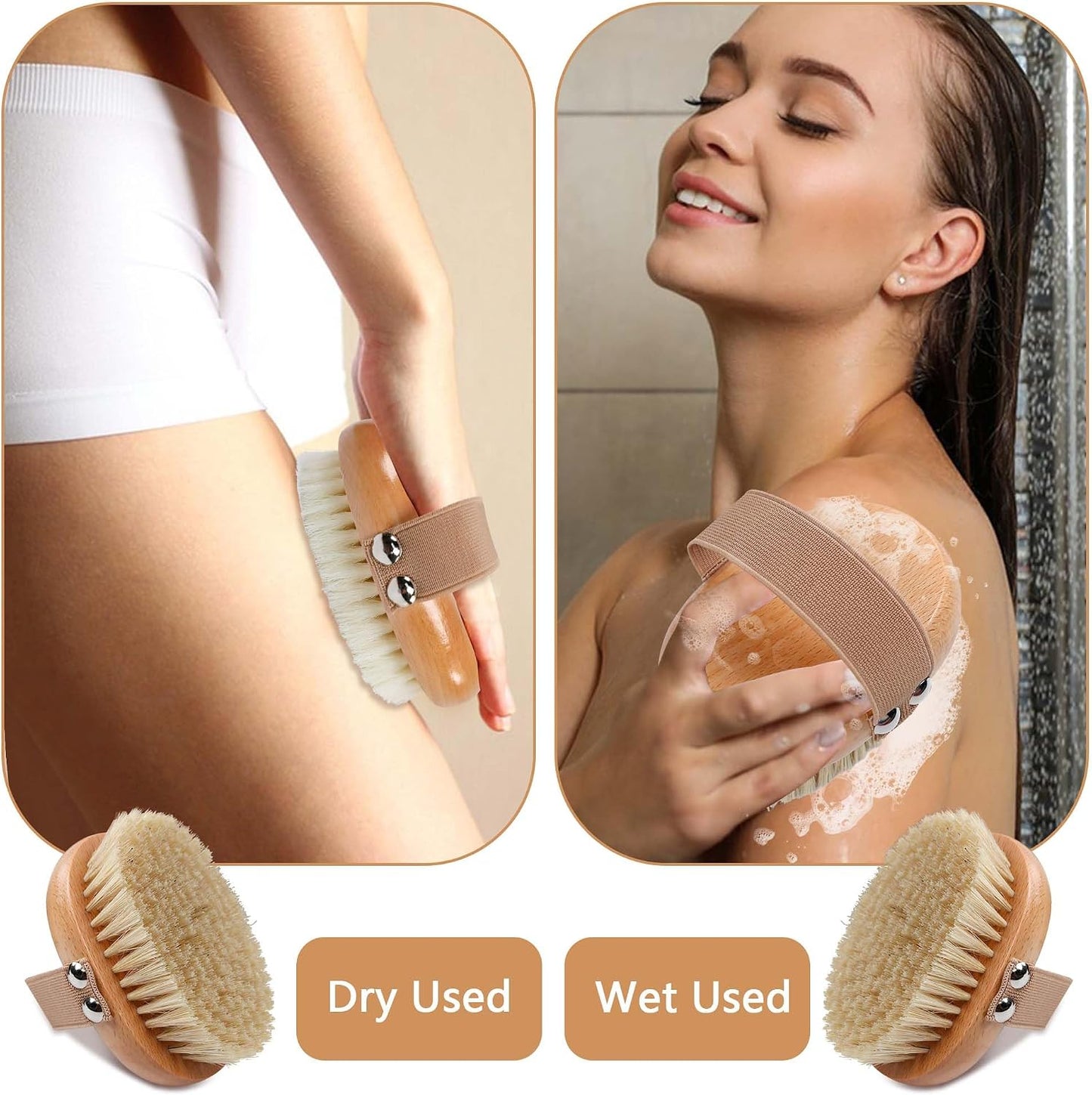 OWIIZI Dry Brushing Body Brush with Soft Vegan Bristles Antiskid Wooden Exfoliator Bath Scrubber for Wet or Dry Exfoliating,Body Scrub Deep Cleanse