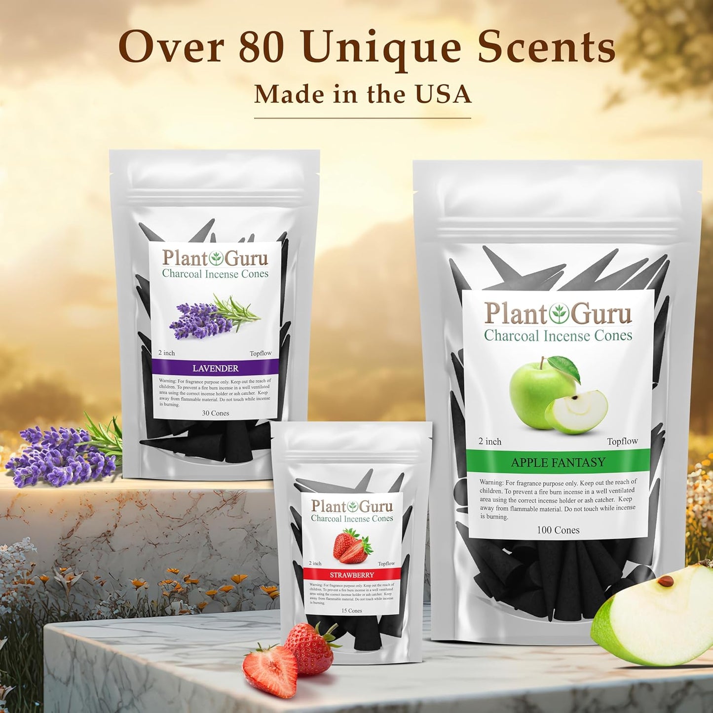 Peppermint Charcoal Incense Cones 2" TOPFLOW - 60 Pack Bulk - Natural Scented Cones Handmade Hand Dipped
